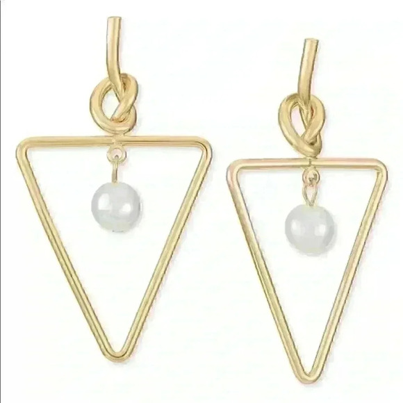 Alfani new Pearl Triangle Drop Earrings - Picture 3 of 3